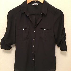 Black sheer button up top.